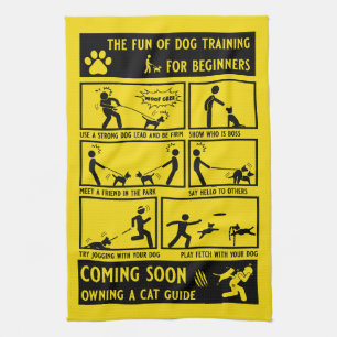 Funny Dog Training Instruction Manual Tea Towel