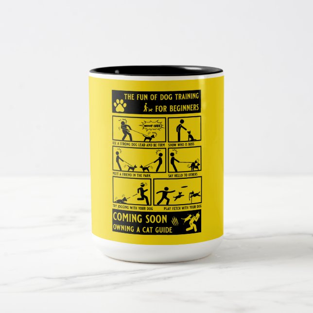 Funny Dog Training Instruction Manual Two-Tone Coffee Mug (Center)