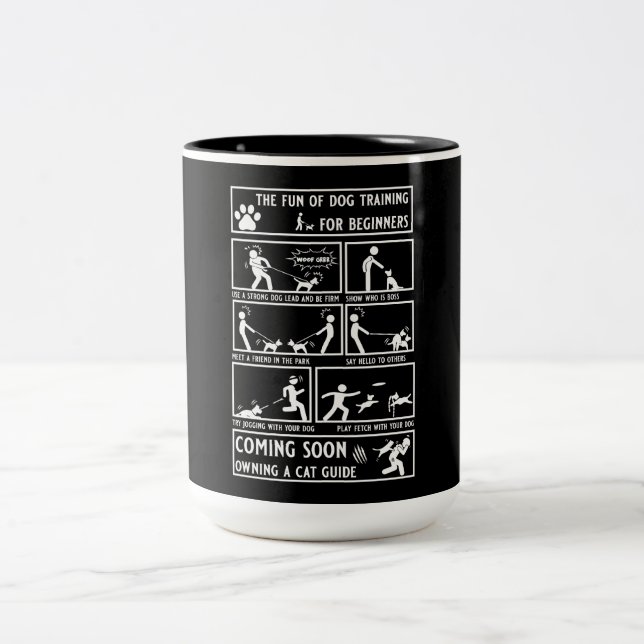 Funny Dog Training Instruction Manual Two-Tone Coffee Mug (Center)