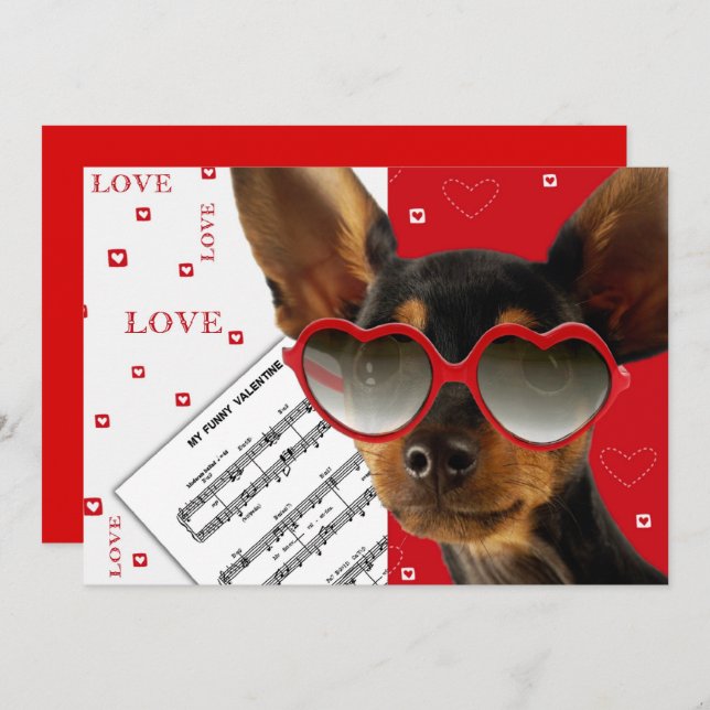 Funny Dog Valentine's Day Flat Card (Front/Back)