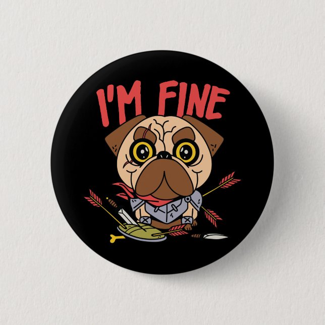 Funny Dog Warrior  6 Cm Round Badge (Front)