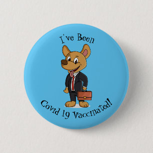 Funny dog wearing business suit cartoon 6 cm round badge