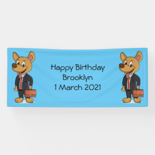 Funny dog wearing business suit cartoon banner