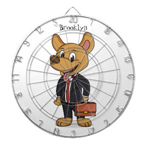 Funny dog wearing business suit cartoon dartboard