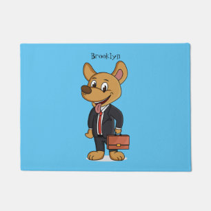Funny dog wearing business suit cartoon doormat