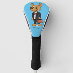 Funny dog wearing business suit cartoon golf head cover