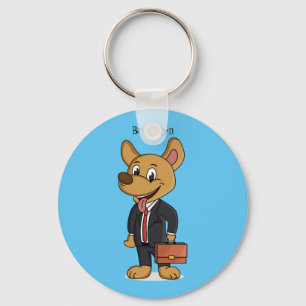 Funny dog wearing business suit cartoon  key ring