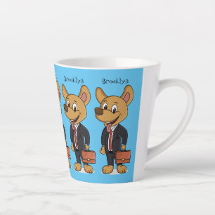 Funny dog wearing business suit cartoon latte mug