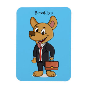Funny dog wearing business suit cartoon magnet