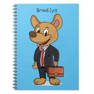 Funny dog wearing business suit cartoon notebook