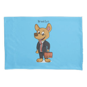 Funny dog wearing business suit cartoon pillowcase