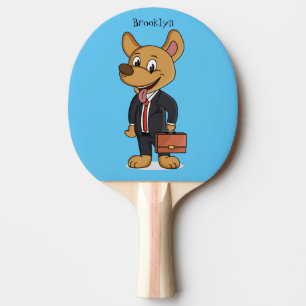 Funny dog wearing business suit cartoon ping pong paddle