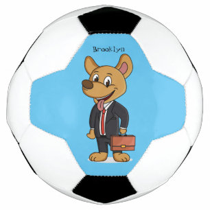 Funny dog wearing business suit cartoon soccer ball