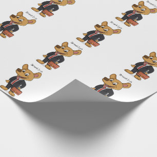 Funny dog wearing business suit cartoon  wrapping paper