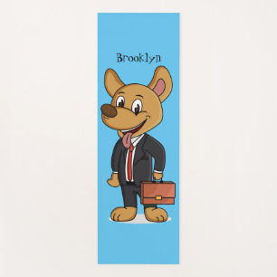 Funny dog wearing business suit cartoon yoga mat