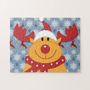 funny dog wearing christmas deer costume jigsaw puzzle