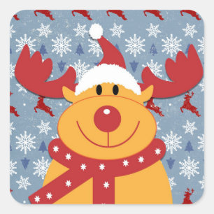 funny dog wearing christmas deer costume square sticker