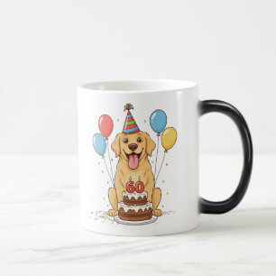 Funny Dog Wearing Party Hat for 60th Birthday Magic Mug