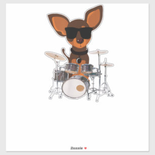 Funny Dog Wearing Sunglasses Playing Drums Drummer