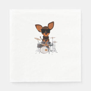 Funny Dog Wearing Sunglasses Playing Drums Drummer Napkin