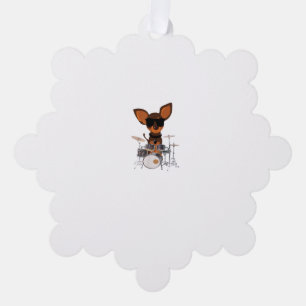 Funny Dog Wearing Sunglasses Playing Drums Drummer Tree Decoration Card