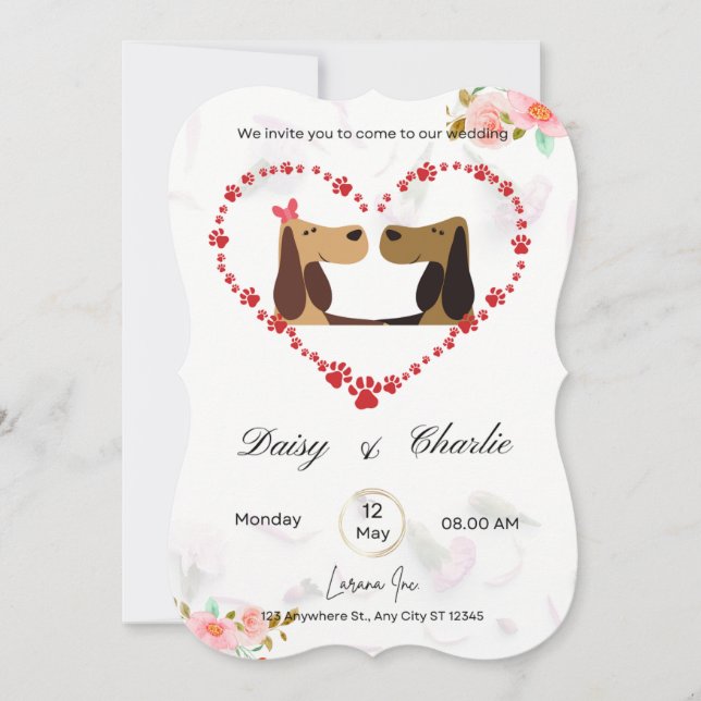 Funny dog wedding invitation  (Front)
