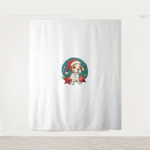 Funny Dog with Christmas Stars for Festive Season  Tapestry