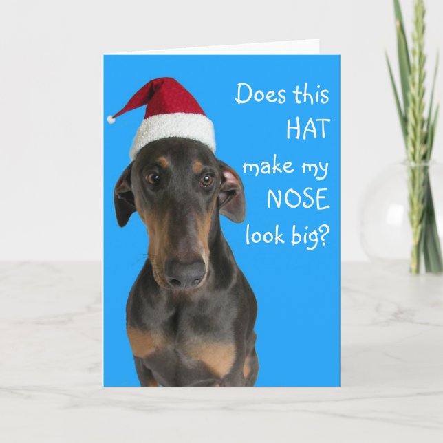 Funny dog with Santa Hat Christmas card (Front)
