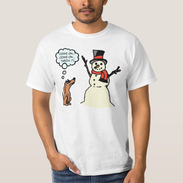 Funny Dog with Snowman Christmas Shirt (Front)