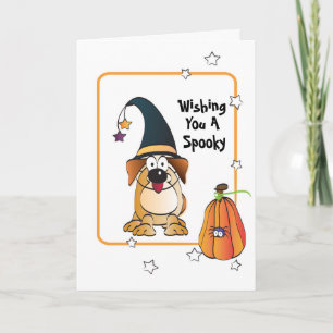 Funny Dog with Witch's Hat Halloween Card