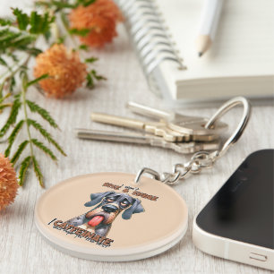 Funny dog word art coffee key ring