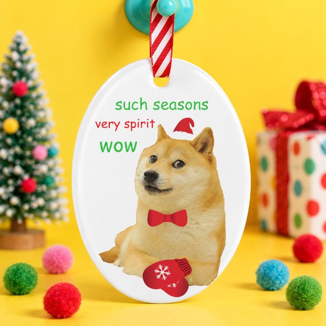 Funny Doge Meme Shiba Inu Bow Tie Mittens Ornament (Creator Uploaded)