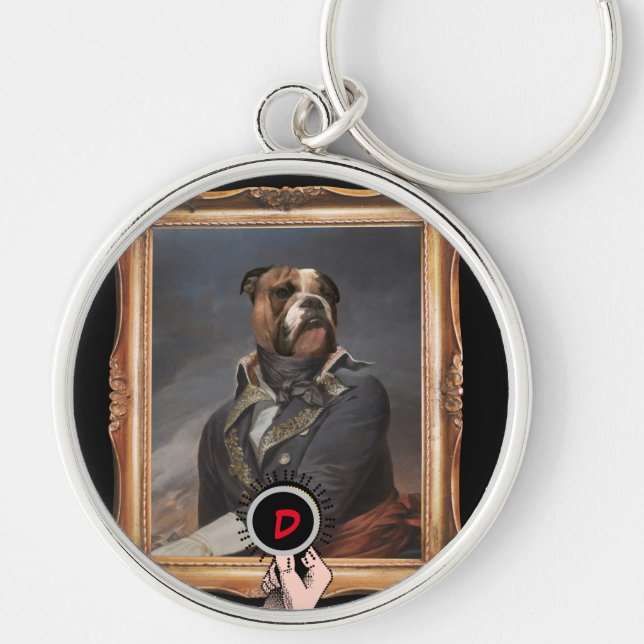 Funny Dogecoin dressed up dog painting Key Ring (Front)