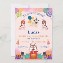 Funny Dogs 1st Birthday 
