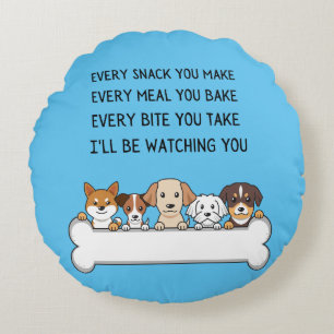 Funny Dogs And Puppies Quote Doodle Round Cushion