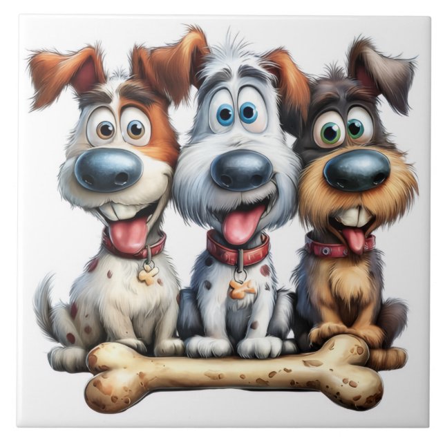 funny dogs ceramic tile (Front)