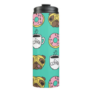 Funny dogs, doughnuts, coffee pattern. thermal tumbler