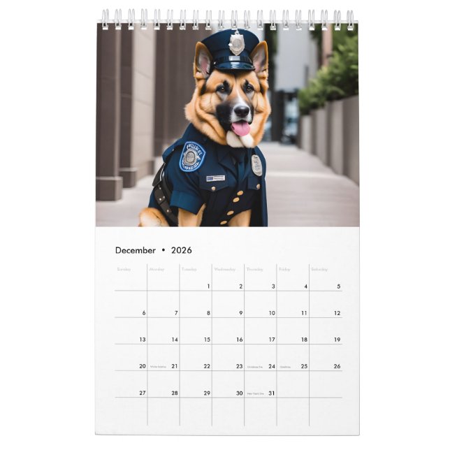 Funny Dogs Dressed as Police Calendar (Dec 2026)