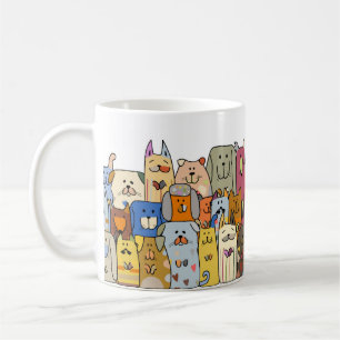 Funny dogs family, seamless pattern, vintage illus coffee mug