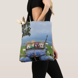 Funny Dogs in Old Pickup Tote Bag