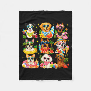 Funny Dogs In Sungles Summer Beach Vacation Dog Fleece Blanket