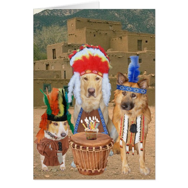 Funny Dogs Native American Birthday (Front)