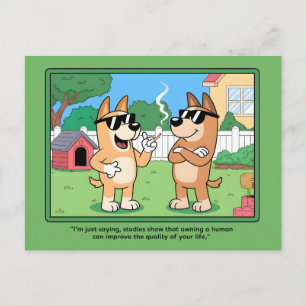 Funny Dogs Owning Human Comic Quote Art Holiday Postcard