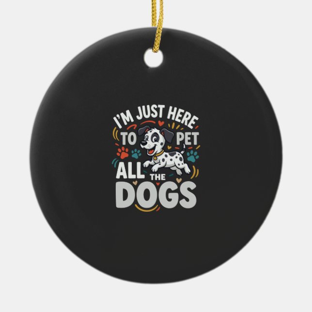 Funny Dogs Pet Lover Vector Ceramic Ornament (Front)