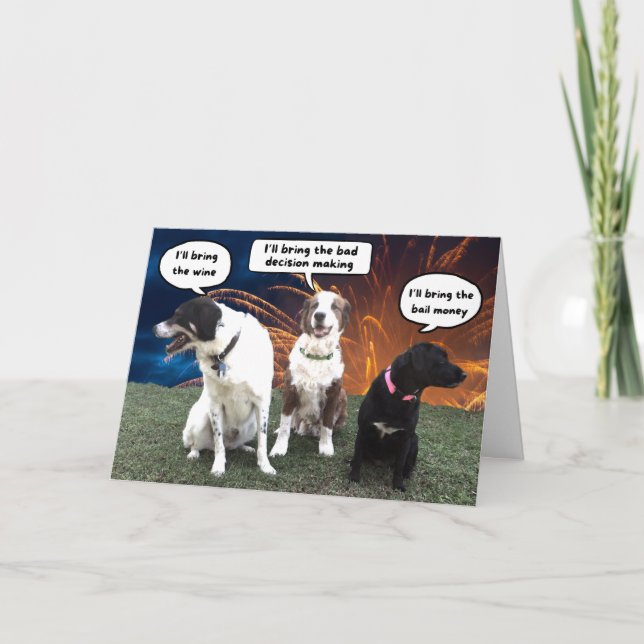 Funny Dogs Planning a Memorable Birthday  Card (Front)