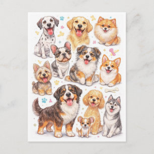 Funny dogs. Postcard