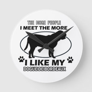 Funny dogue de bordeaux designs round clock