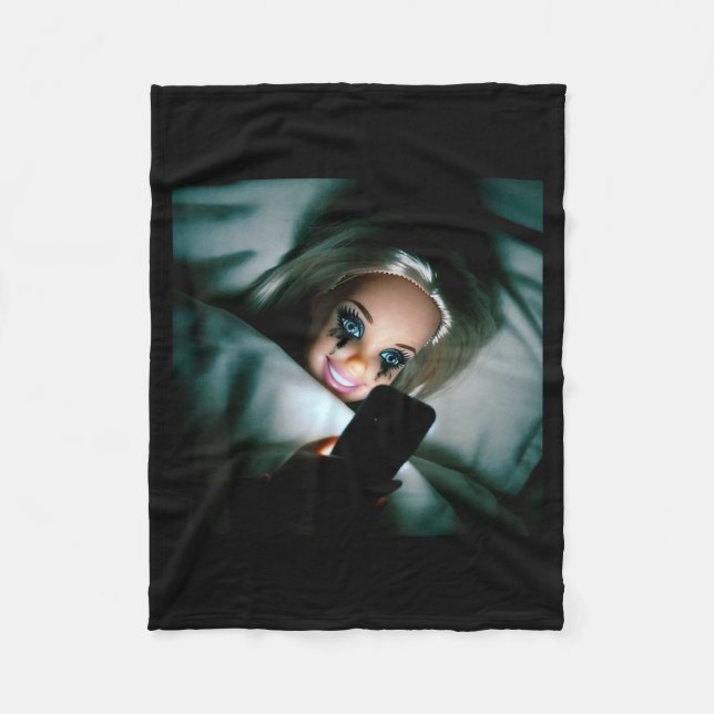 Funny Doll Crying Face Meme Scrolling Sarcastic Hu Fleece Blanket (Front)