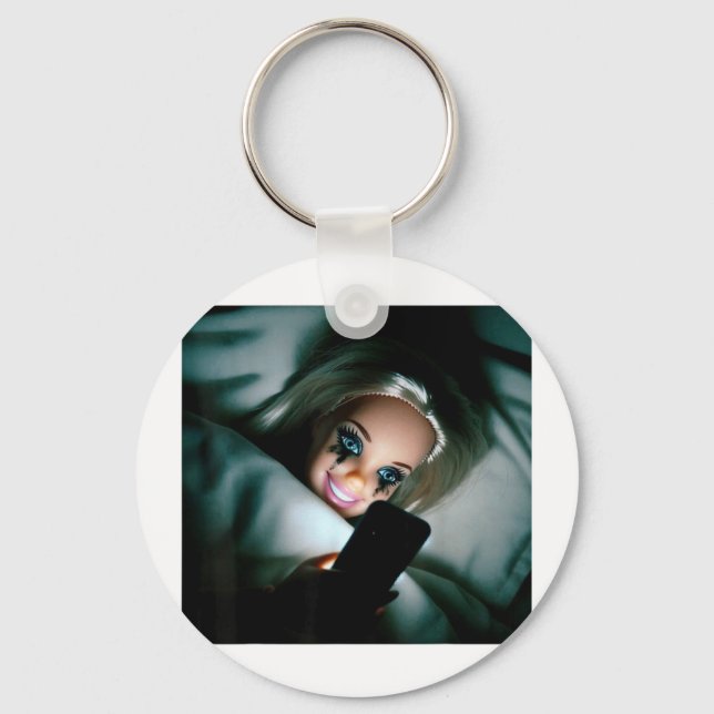 Funny Doll Crying Face Meme Scrolling Sarcastic Hu Key Ring (Front)