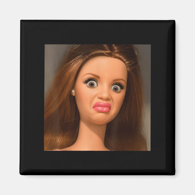 Funny Doll Face Meme Disgusting  Magnet (Front)